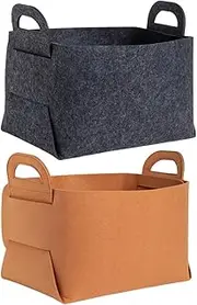 WATIIFUFU 2pcs Felt Storage Box Home Use Sundries Organizer Baskets for Desktop Clutter Grey and Storage Tidy Up Your Space