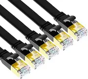 Yauhody CAT 8 Ethernet Cable, 0.5m 5 Pack High Speed 40Gbps 2000MHz SFTP Flat CAT8 Internet Network Cable with Gold Plated RJ45 Connector for Gaming, Router, Modem (0.5m/5 Pack/Black)
