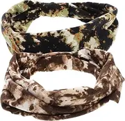 [BESPORTBLE] 2pcs Yoga Headband Pattern Workout Headband Head Black Sweat Wide Women Woman Slip Tie for Soft Sweatbands Style Gym Running Athletic Fabric Hairband Hair Sports Band Dye Polyester