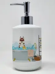 Red Siberian Husky Ceramic Soap Dispenser Hand Soap Dispenser Pump Bottles for