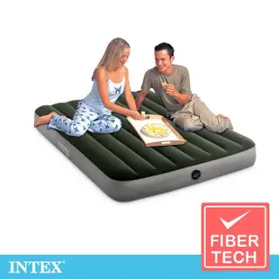 【INTEX 原廠公司貨】經典雙人fiber-tech充氣床墊_綠絨-寬137cm(64108)