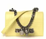 Alexander Mcqueen Jeweled Croc Bag NWT Yellow Knuckle Skull