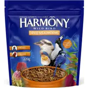 HARMONY Dried Mealworms, 220g – Wild Bird Food Ideal for Finches & Poultry – Bird Treat to Attract Wild Birds – Bird Feed to Supplement Regular Diet – Rich in Protein, Minerals & Fatty Acids