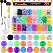 774Pccs Plastic Pony Beads Kit, 24 Colors 4 Styles Hair Beads Rainbow Kandi