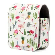 Flamingo Cactus Pattern PU Leather Protective Camera Case Bag For Instax Mini90 Camera