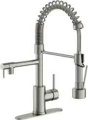 Brushed-2 All Copper Kitchen Faucet with Drop down Sprayer Modern Single Handle