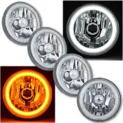 5-3/4" Switchback White LED DRL Angel Eye Halo / Amber Turn Signal Headlight Set (for: Mazda)