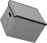 jojofuny Boxes Foldable Storage Box with Lid Compact Closet Organizer for Clothes Decorative File Storage Bin Space Saving and Portable for Home and Office Use Elegant Grey