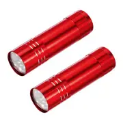 9 LED Mini Flashlights, 2 Pcs Aluminum Pocket Flashlight Torch Super Bright, Red