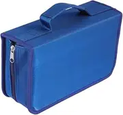 GRIRIW 128Pieces CD Storage Bag Large Capacity Mercerized Cloth Pouch Holds CD DVD Moistproof and Wear Resistant for Home Car Organization Fashionable Blue Design