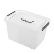 12 Quart Clear Storage Bin, Plastic Stackable Box/Cotainer with Lid and Grey