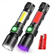 LED Light Black Light Flashlights / Torch UV Flashlight Waterproof 1200 lm LED LED 2 Emitters 7 Mode with Batteries and USB Cable Waterproof New Design Lightwe