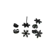 Gunmetal Stainless Steel Earring-Snowflake Studs-10mm - 2 Pieces 1 Pair - ER412