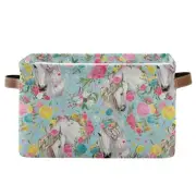 Large Storage Basket Horse and Flower Foldable Storage Box Organizer Bins wit...