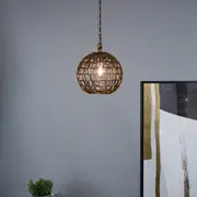 Mondrian Small 1 Light Geometric Ball Pendant Antique Brass - ZAF11222