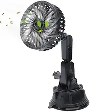 Small Car Fan - Suction Cooler Fan For Vehicle | Rotatable Car Fan With Suction Cup | Quiet Angle With 3 Speeds | USB With Cup | Electric For Vehicle Truck