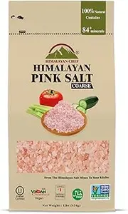 Himalayan Chef Pink Himalayan Salt, Coarse Grain, Refill Grinders - 12 lbs (12 x 1 Pound Bags)