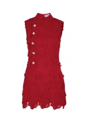 Self-portrait Floral Guipure Lace Mini Dress - Red - 12 (UK12 / M) 12 (UK12 / M)