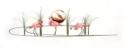 Bovano - Wall Sculpture - Flamingos with Copper Sun