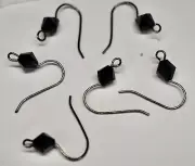 VINTAGE 3 PAIRS BLACK BICONE BEAD SILVERTONE EARRING WIRES EAR WIRE BBB