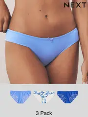 Blue Floral Brazilian No VPL Lace Back Briefs 3 Pack (AT0847) | $28