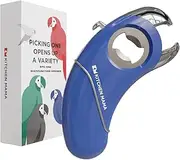 Kitchen Mama Epic One Multifunction Opener: A Pick Ergonomic Opener- Magnetic Bottle Opener, Beer & Soda Can Opener, Pull Tab Opener, Jar Opener for Weak Hands and Arthritis, Funny Gift (Blue)