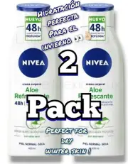 2 Pack Nivea Crema Corporal Hydrating Aloe Vera Piel Normal Seca Dry 400ml