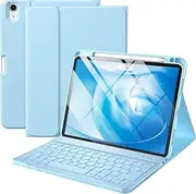 iPad Air 4th 5th Generation Case with Keyboard 10.9 Inch, Folio Keyboard Cover with Pencil Holder for iPad Air 5th Gen 2022/Air 4th Gen 2020, Detachable Backlit Keyboard, Sky Blue