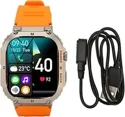 Smart Watch Orange, 1.96in Touchscreen Waterproof Phone Call Long Standby Speaker Multiple Sports Modes for Women Men with Health Monitoring, for Android for iOS