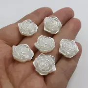 40 pcs Ivory Acrylic Pearl FlatBack Rose Flower Cabochon 0.71" Scrapbook Craft