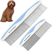Metal Dog Comb, Dog Combs for Grooming Matting, Doodle Brush, Dematting Comb for Dogs, Dog Grooming Tools, Metal Pet Comb, Detangler Brush, Dematting Tools For Dogs, 2 Pack