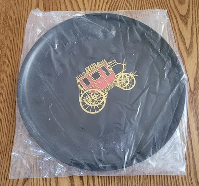 New 1970s Wells Fargo Overland Stage Coach Couroc of Monterey Tray 10 1/2" D