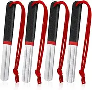 Skylety 4 Pcs Hook Sharpener Hook File for Fishing Diamond File with Handle Portable Fishing Sharpener with Double Sided Fine and Medium Grit, 4 Inch (Red)