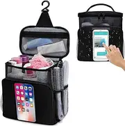 Portable Shower Bag, Hanging Mesh Shower Organizer Basket with Hook, College Dorm Room Essentials for Girls, Shower Caddy for Bathroom, Gym, Travel, Camping, 25.5 * 14.2 * 25cm, Black