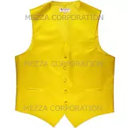 New Men's Vesuvio Napoli Tuxedo Vest Waistcoat only prom wedding party Yellow