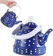 Beatifufu Classic Dots Enamel Teapot Ergonomic Grip Handle Retro Design for Home Office Compatible with Induction Gas Stoves Whistling Kettle for Easy Pouring