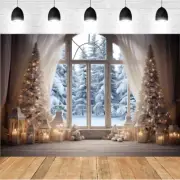 Christmas Winter Photography Background Snow Window Forest Xmas Tree Kids Fam...
