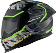Nexx Y.100R Urbangram, full face helmet , color: Matt Black/Grey/Neon-Green , size: XXL