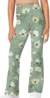 [Daulesho] Lotus Flower Girl Bootcut Yoga Leggings, Music Note Splash Art Mushroom High Waisted Yoga Pants Kids Sport Clothes