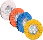 QZATTCAEN Airway Buffing Wheel Kit 4 Piece (White, Orange, Blue, Yellow) 8" Diameter 5/8" Arbor Hole 12 Ply for Angle Grinder
