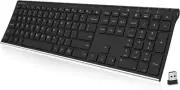 2.4G Wireless Keyboard Stainless Steel Ultra Slim Full Size Keyboard with Numeri