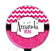 Chevron Badge Holder, Personalized Retractable Badge Reel, Pink Retractable 2138