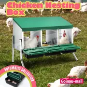 Chicken Nesting Box Roll Away Hen Chook Laying Boxes with Stand 3 Compartments