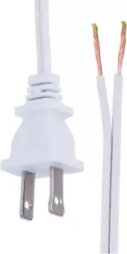 ® White Lamp Cord, 12 Foot Long SPT-1 Wire, UL Listed