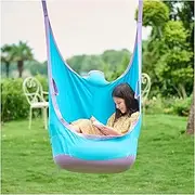 DxZephious Upgraded Kids Pod Swing, Hanging Chair with Inflatable Cushion, Child Hanging Hammock for Indoor and Outdoor, Sensory for Kids (Two Straps, Blue)