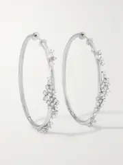 [Ananya] Ananya - Scatter 18-karat White Gold Diamond Hoop Earrings - Silver - One size One size Silver