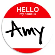 Hello My Name Is Amy - 25 Pack Circle Stickers 3 Inch - Customizable Nametag