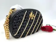AUTH NEW NWT $428 Tory Burch Kira Crochet Small Camera Crossbody Bag In Black