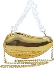 [Apoukmty] Acrylic Clutch Purses for Women Gold Metallic, Acrylic Evening Bag, Fancy Evening Bags, Chain Shoulder Bag for Party Prom (chain comes in gold and white), Gold