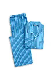 Mens Lynx Size S-7XL Blue Topaz Stripe Flannelette PJS Pyjamas Long Set BTS